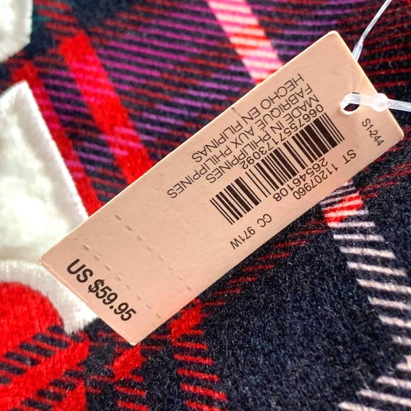 Victorias Secret Tartan Plaid‎ Fleece Trim Monogrammed Holiday Themed Tote - Picture 3 of 9